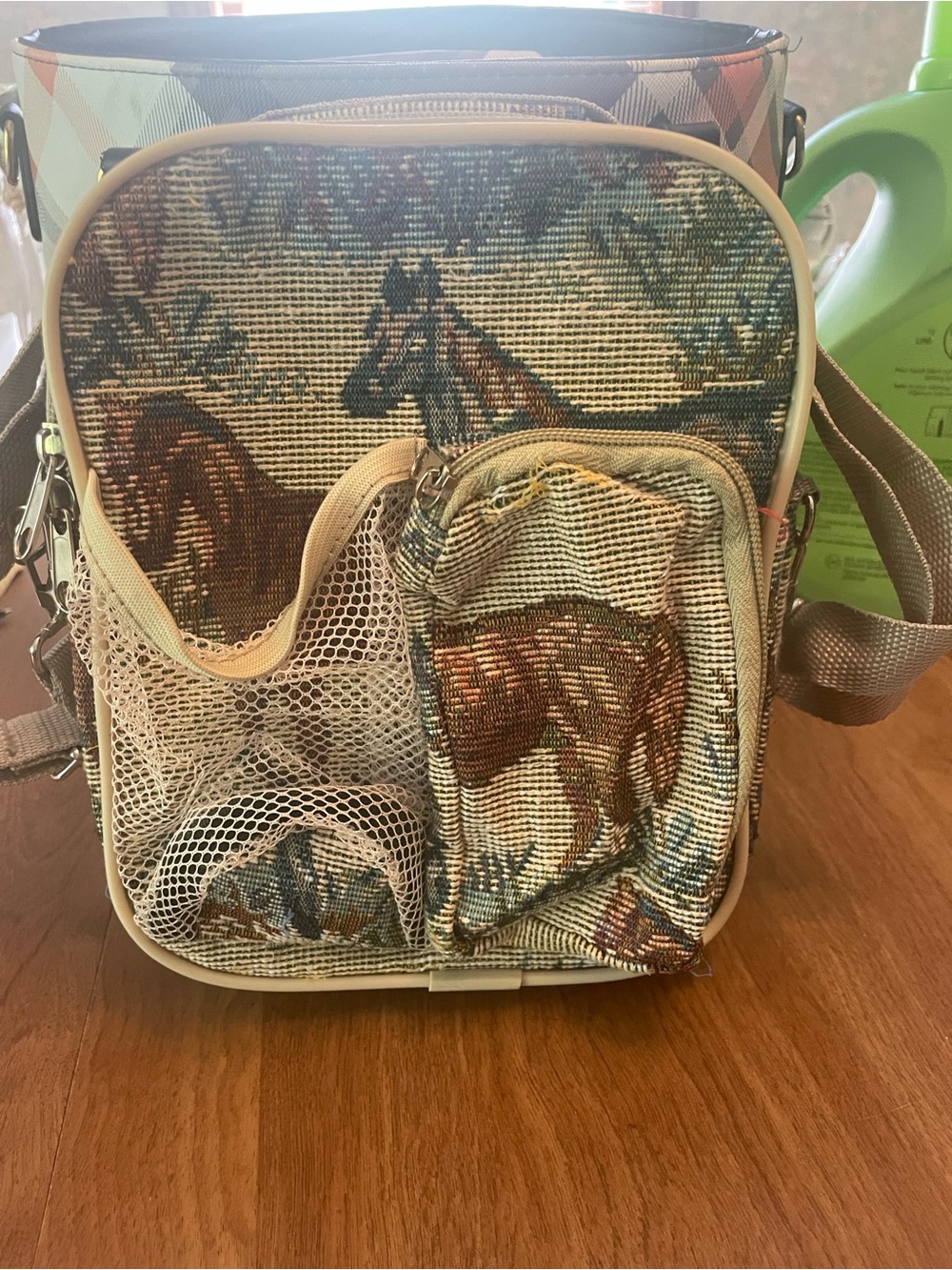 Horse Tapestry Crossbody Bag in Brown and Tan